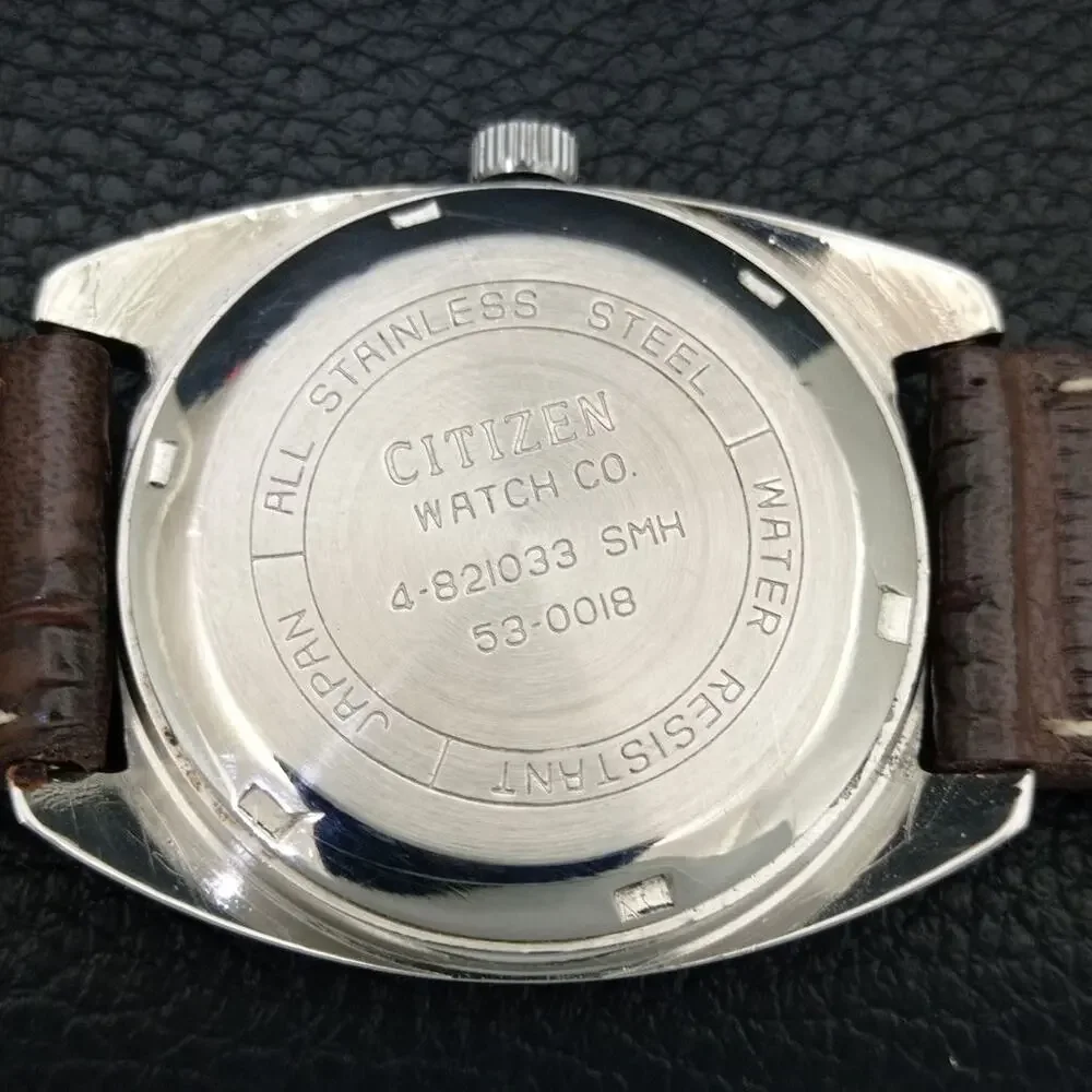 Vintage 1986 Citizen Manual Wound Mens Silver Watch W/Date & Gold accents